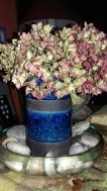 vase raku bleu hortensia