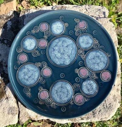 poterie toramur plat à tarte bulles roses bleues